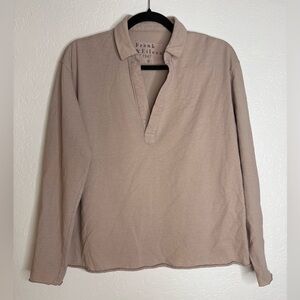 Frank & Eileen Popover Patrick Henley Shirt 100% Cotton Jersey Taupe Size Medium